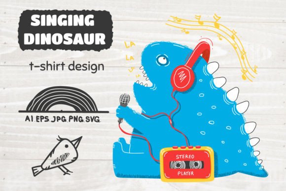 Singing Dinosaur SVG: A Lighthearted Embroidery Design for Playful Projects